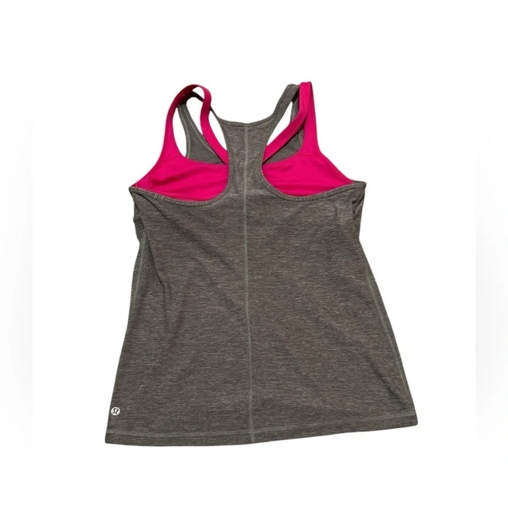 Lululemon Inspiration Tank II Layered Bra Heathered Slate Jeweled Magenta